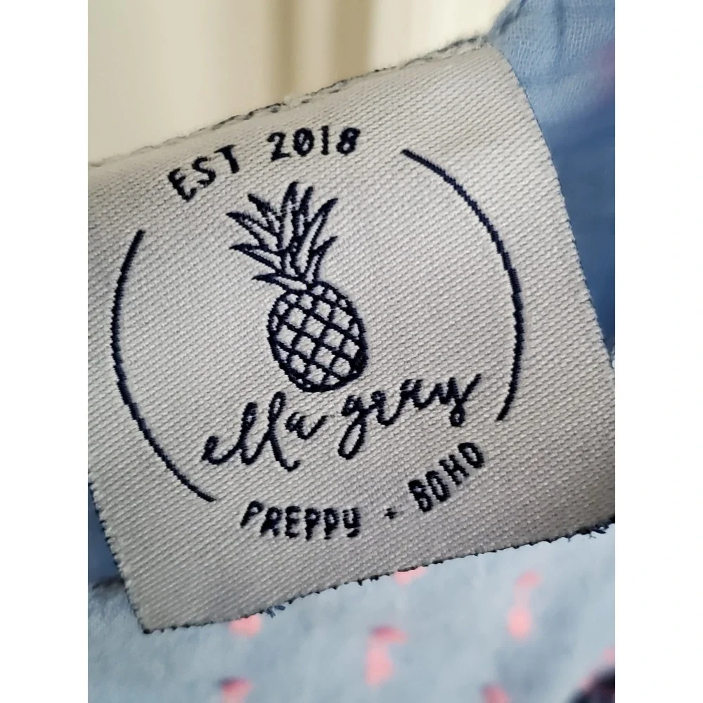 Ella Gray Romper Blue Pink Flutter Sleeve Boho Preppy Summer One Piece 3T